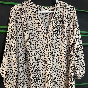 Jodifl V-Neck Leopard High Low Blouse Size Small NWOT